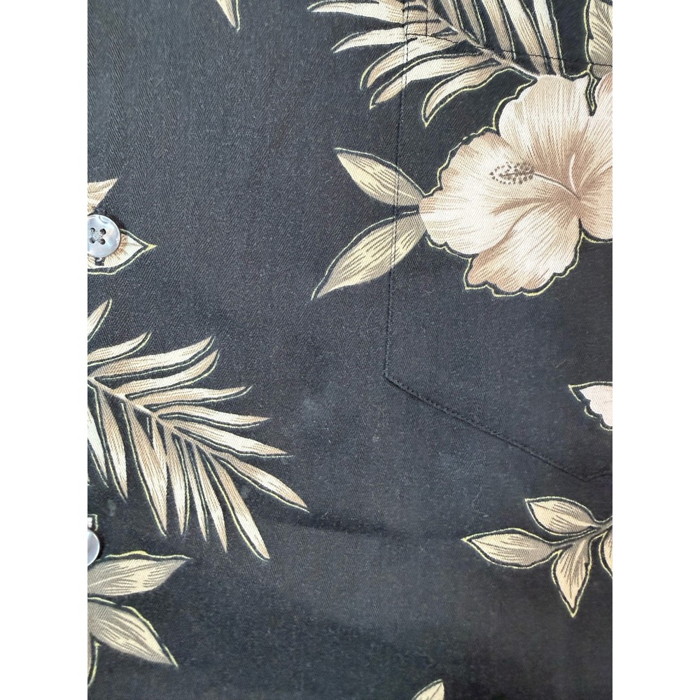Vintage Kona Kai Trading Co Mens 2XL Hawaiian Shirt Black Floral Hibiscus Aloha - Picture 4 of 8